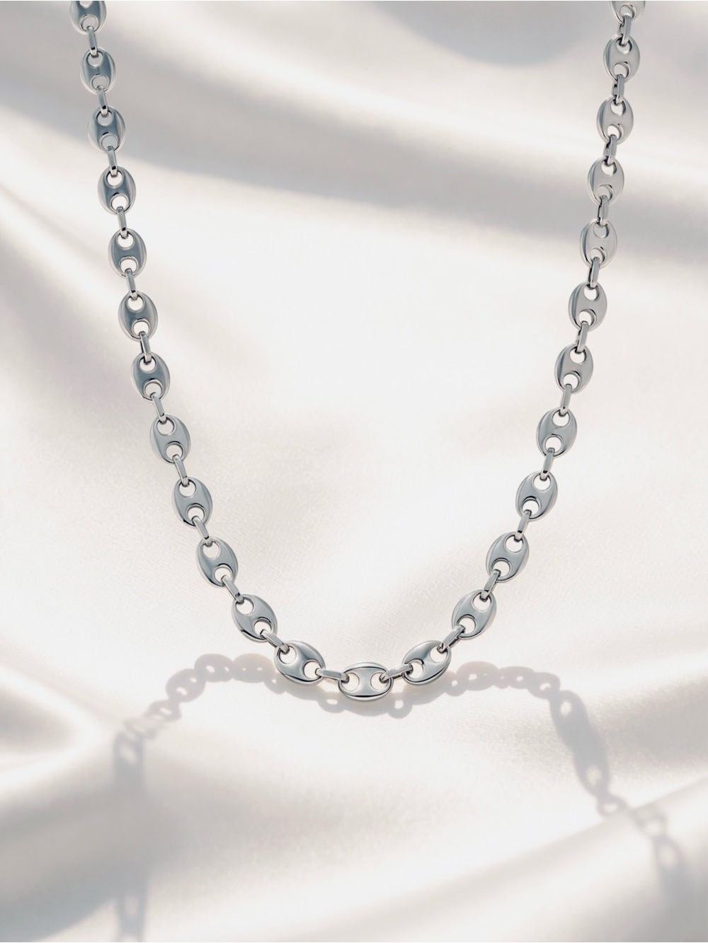 925 Sterling Silver Coffee Bean Chain Necklace 24” 8.8MM
